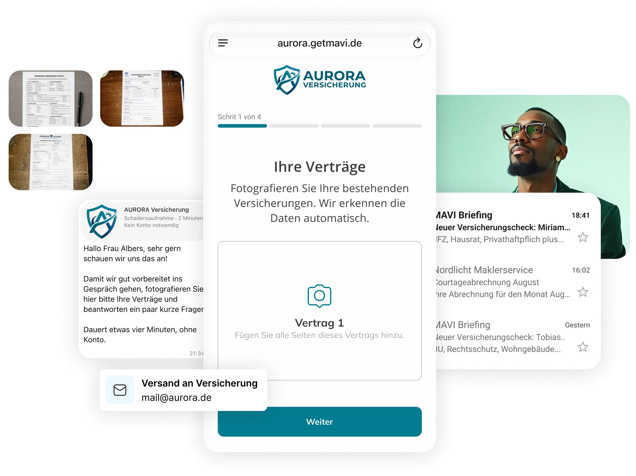 Digitales Erfassungsformular für Versicherungskunden auf einem Smartphone